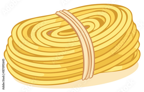 Fresh Spaghetti Pasta Bundled Neatly for Cooking Italian Cuisine Preparation Illustration