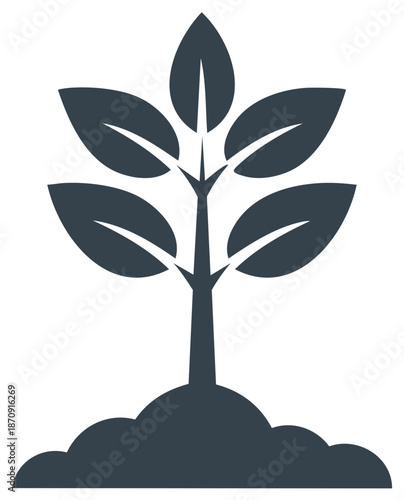 Stylized seedling plant growing from earth conceptual illustration for growth and nature themes