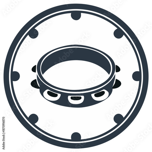 Simple flat icon of a tambourine percussion instrument in a circle vector illustration