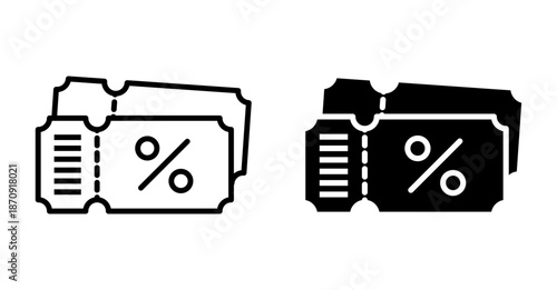 discount voucher icon set. Discount ticket icon illustration in line and silhouette style. Suitable for web design, mobile app, ui element, and presentation design assets.