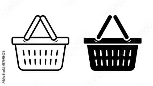 Shopping basket icon set. perfect for e-commerce, grocery, online store, market and mobile application. vector illustration on white background