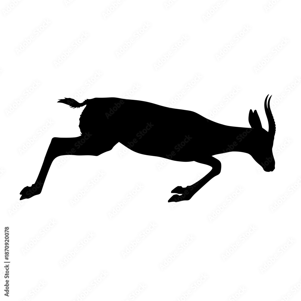 Obraz premium Silhouette of a leaping gazelle against a white background, isolated.