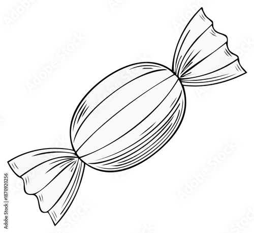 Vintage style hand drawn sketch of a sweet candy in a twisted wrapper