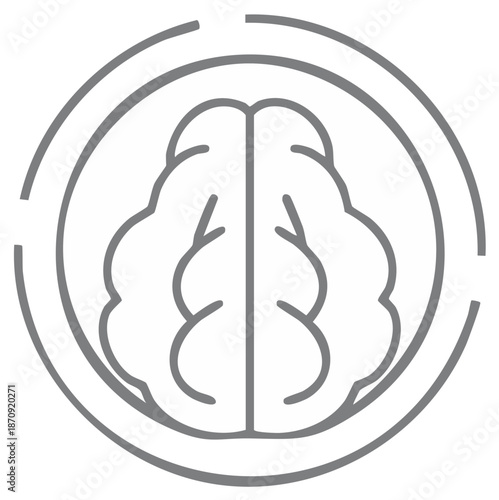 Abstract Brain Icon with Concentric Circles