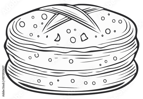 Line Art Stack of Pancakes Delicious Breakfast Sweet Syrup Topping