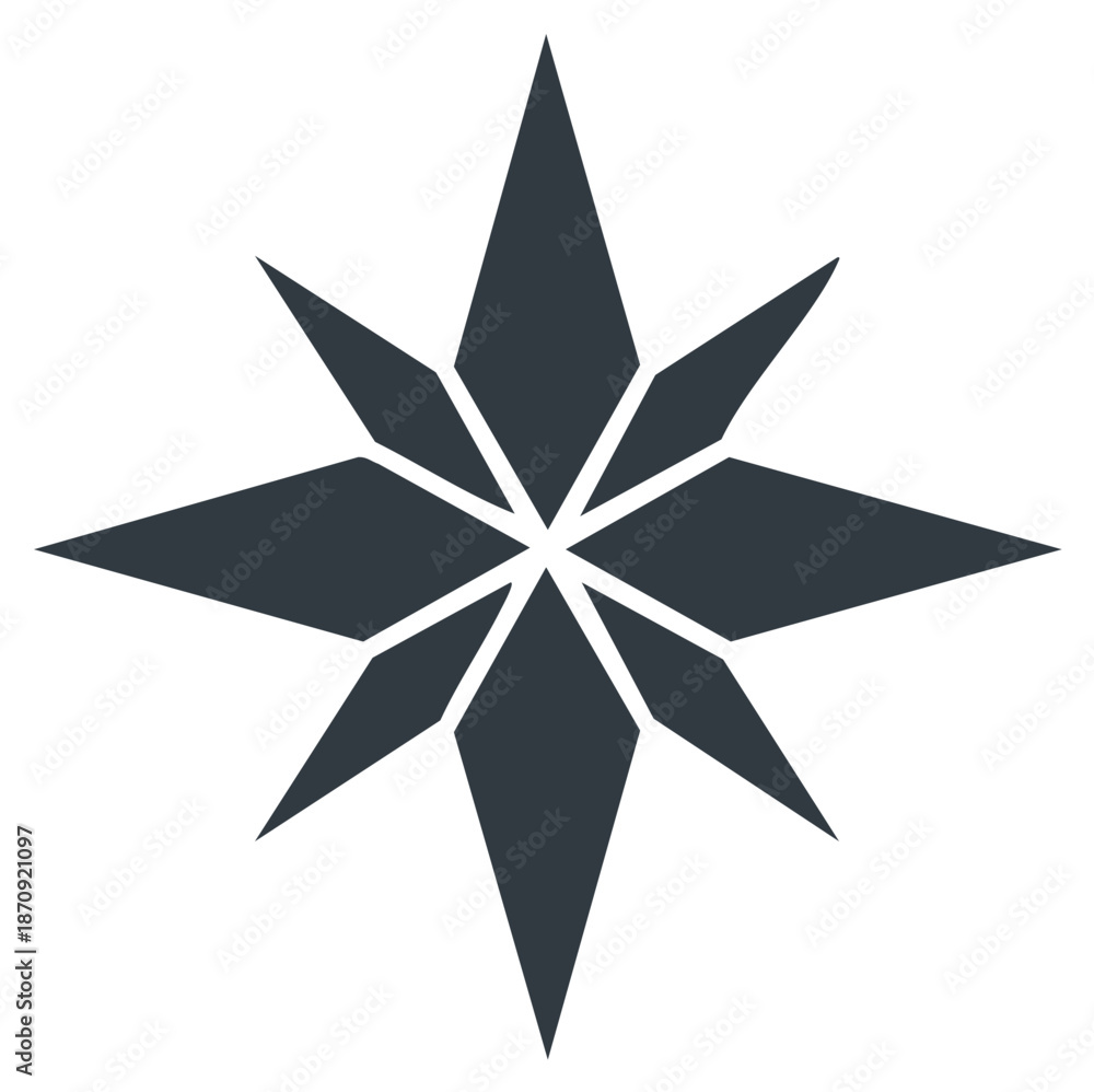 Obraz premium Clean modern dark gray geometric star icon with radiating points a minimalist symbol
