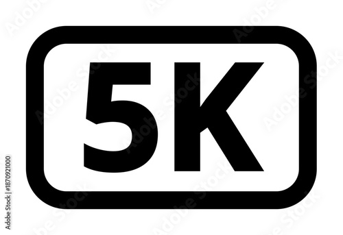5k marathon signage with bold black and white typography.