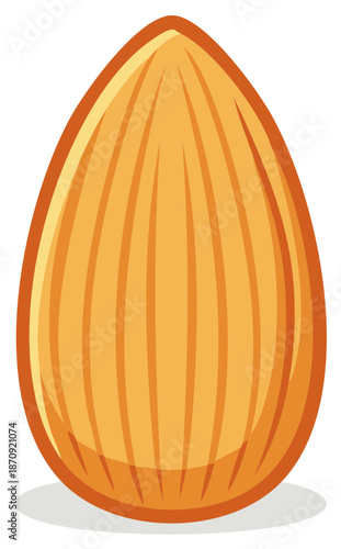 Golden Almond Delight Isolated Nut Kernel Healthy Food Ingredient Cartoon Style Graphic
