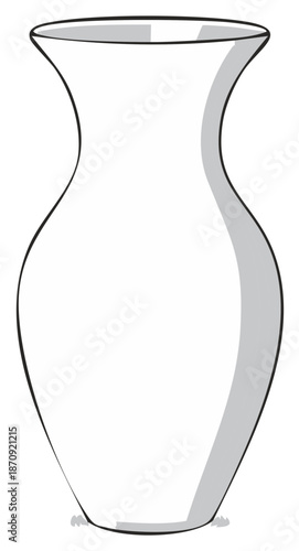 Black outline illustration of a decorative vase with a grey shaded interior.