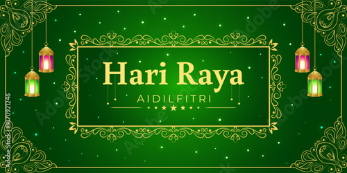 Vector illustration of Hari Raya Aidilfitri social media template