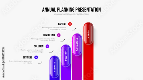 Financial Launch 4 Option Diagram Frame Layout. Creative Profile Four Element Infographic Slideshow Template. Marketing Portfolio Presentation Design Vector Illustration.
