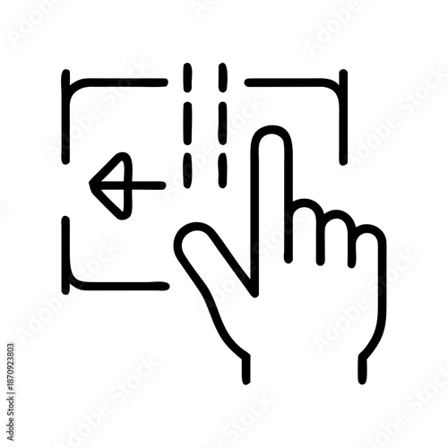 Hand gesturing swiping left on interactive touchscreen interface  