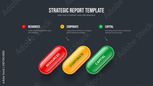Business Forecast 3 Option Diagram Slideshow Layout. Visual Innovation Three Step Infographic Frame Design. Modern Strategy Slide Template Vector Illustration.