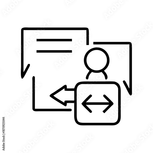 Communication exchange icons featuring text bubbles and user  