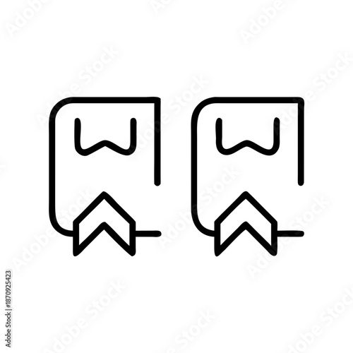 Two minimalist bookmarks with ribbon in line art style  