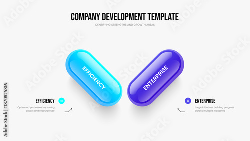 Service Profile Two Step Diagram Slideshow Design. Market Analysis Slide Layout Vector Illustration. Business Forecast 2 Element Infographic Presentation Template.