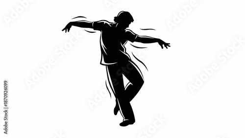 Silhouette of a person dancing with arms outstretched.