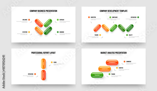 Investor Analysis Four Five Two Three Element Infographic Frame Layout Vector Illustration Set. Service Review 4 5 2 3 Step Diagram Slide Template Collection.
