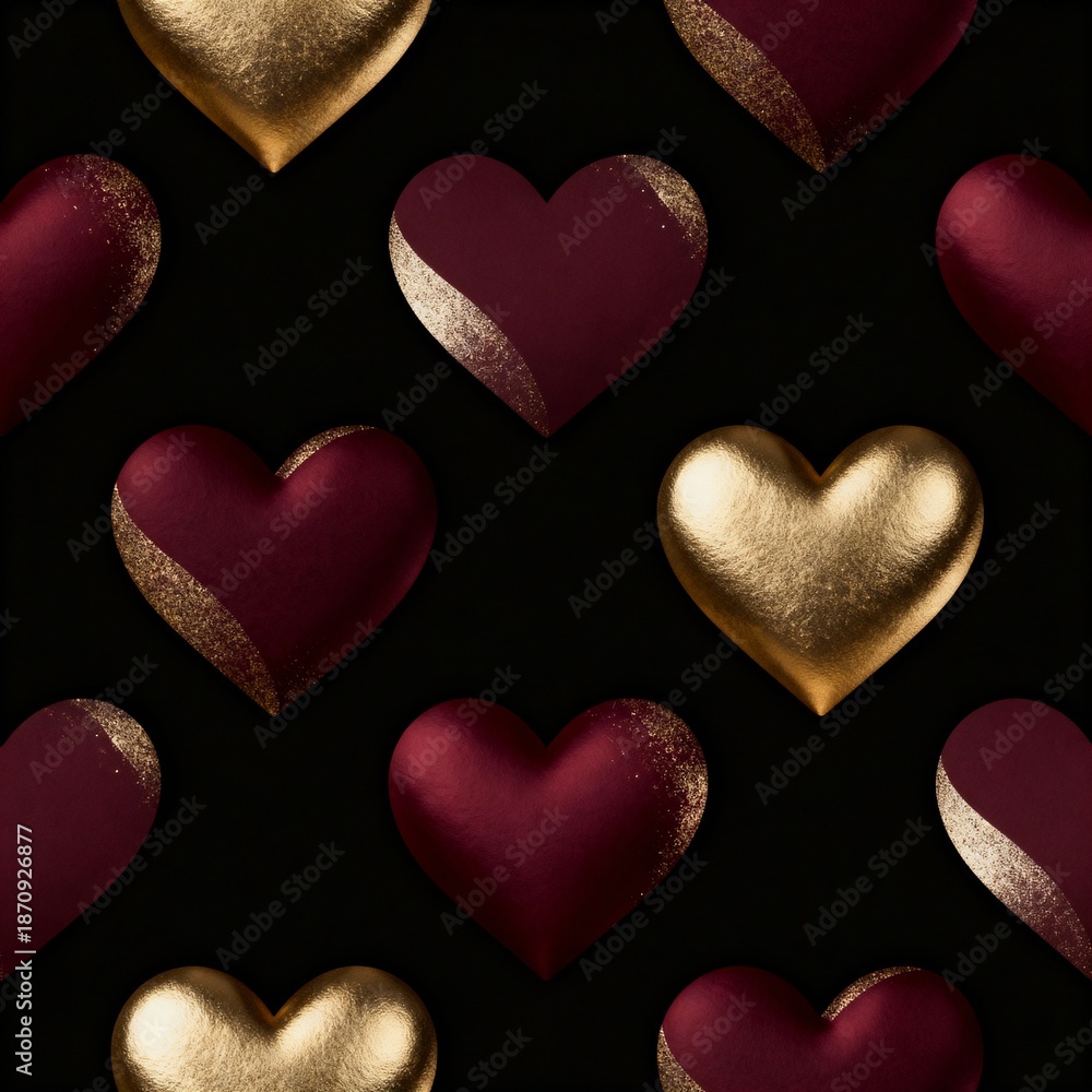 Fototapeta premium Luxury Dark Valentine Seamless Pattern