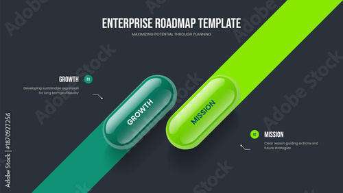 Financial Solution 2 Option Diagram Slide Template. Digital Performance Presentation Layout Vector Illustration. Product Report Two Element Infographic Frame Design.