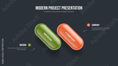 Professional Visualization Slideshow Layout Vector Illustration. Digital Forecast Two Element Infographic Presentation Template. Marketing Strategy 2 Step Diagram Slide Design.