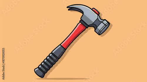 Claw hammer tool with red and black handle