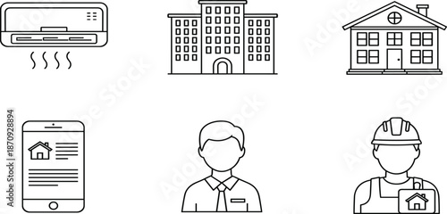 Digital technology icon set featuring cloud security, surveillance camera, wireless router, megaphone advertising, computer keyboard, global communication, and data protection,