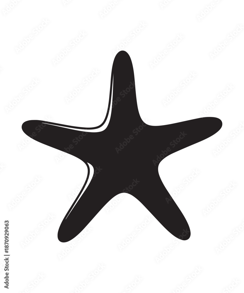 Obraz premium Black silhouette of a starfish, a marine creature commonly found on the ocean floor.