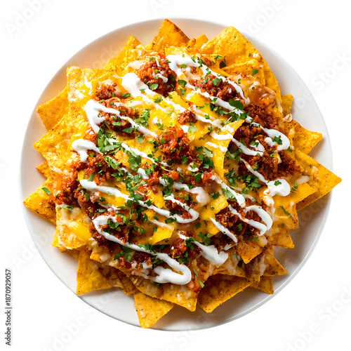 Nacho, top view on white background