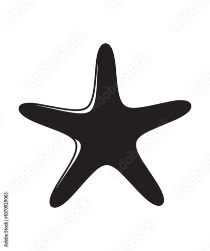 Black silhouette of a starfish, a marine creature commonly found on the ocean floor.
