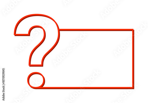 Red question mark with rectangular border on white background.