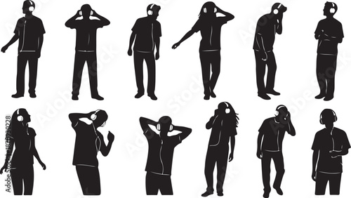 Silhouettes of people in various poses and stress