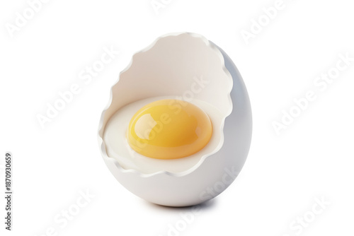 Hard Boiled and Raw Eggs with Yellow Yolks for Breakfast