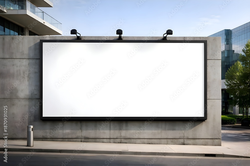 Fototapeta premium Horizontal Blank Billboard Mockup on Concrete Wall