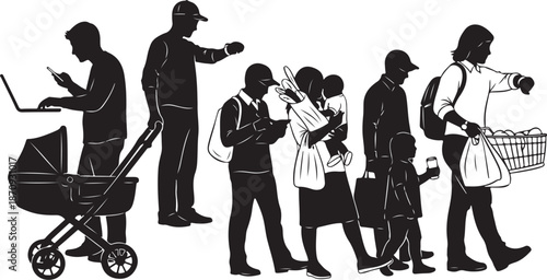 Diverse group of people in daily activities