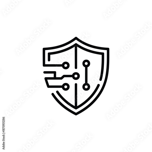 Digital Fortress: A minimalistic and powerful emblem symbolizing cybersecurity, with a shield and intricate circuit design. It's a testament to digital safety and data protection in the modern era.