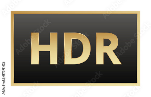 Elegant gold hdr icon on black background for digital applications.
