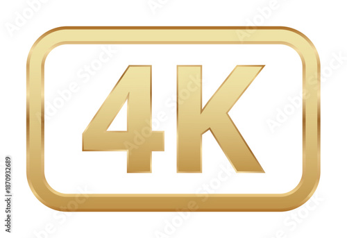 Elegant gold 4k label emblem for high-resolution video display.