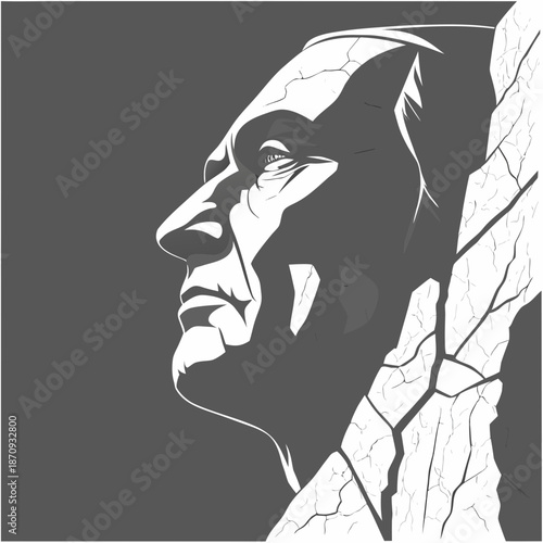 Human Face Made of Stone – Strength and Resilience Concept