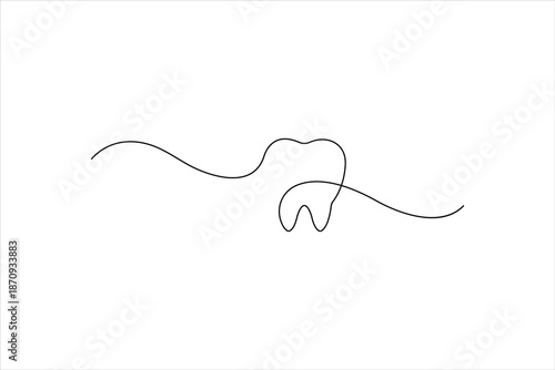 Continuous one line art drawing of teeth sign. line art human teeth vector illustration symbol