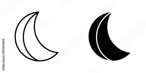 Crescent Moon Icons in Black and White
