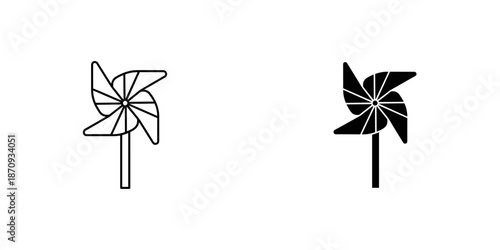 Vintage Spinning Pinwheels in Simple Line Art