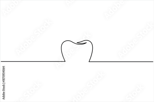 Continuous one line art drawing of teeth sign. line art human teeth vector illustration symbol