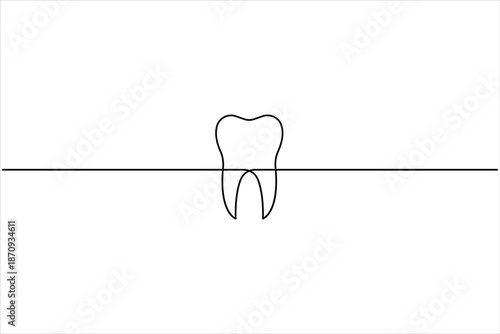 Continuous one line art drawing of teeth sign. line art human teeth vector illustration symbol