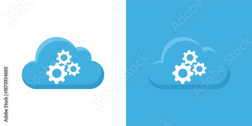 Cloud computing icons displayed on a dual background