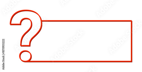 Red question mark with rectangular border design.