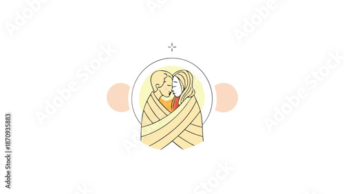 Loving couple embracing warmly together in cozy moment