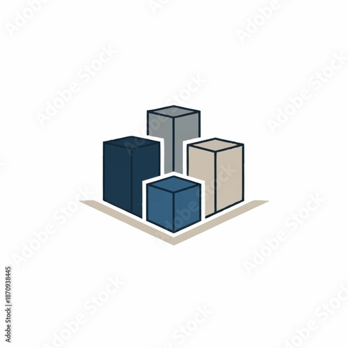 Abstract 3D Blocks Representing Growth and Development.