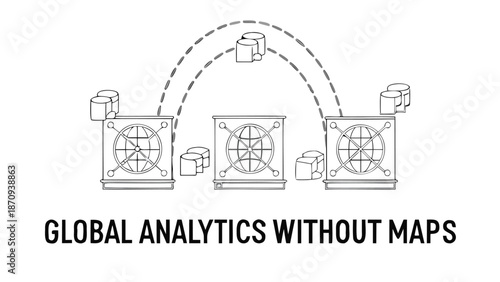 Global data analytics system with interconnected servers and fans for efficient processing