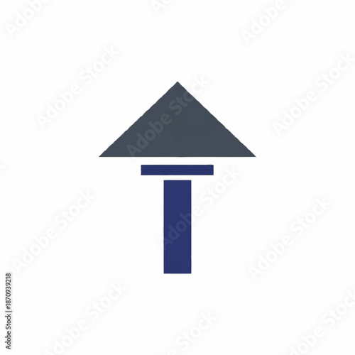 Abstract geometric logo with upward arrow and letter T.